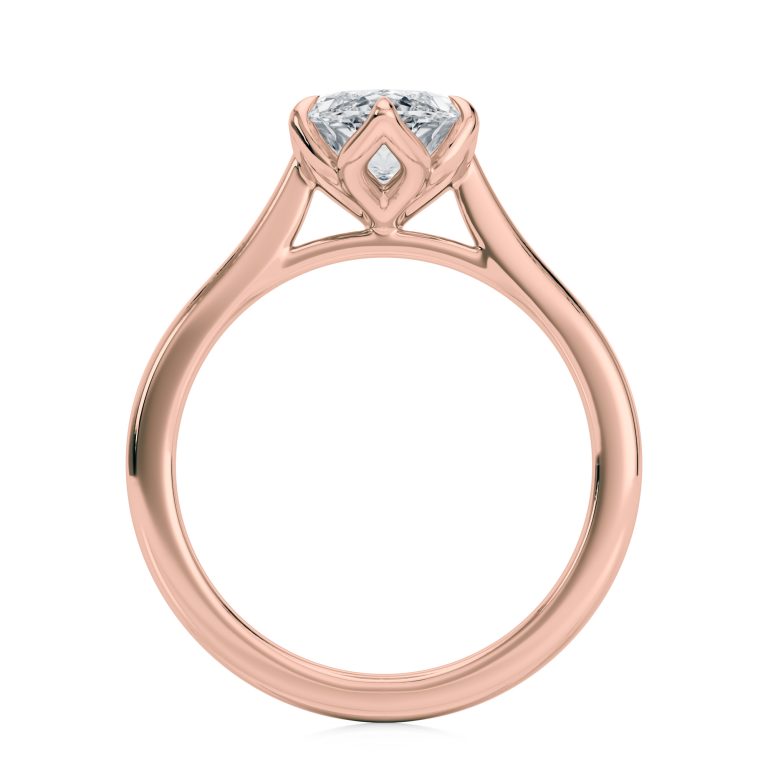 14k rose gold cathedral tulip marquise solitaire with marquise shape diamond