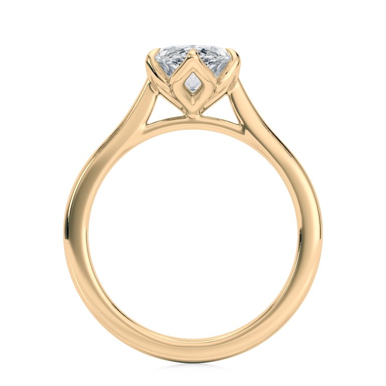 18k yellow gold cathedral tulip marquise solitaire with marquise shape diamond