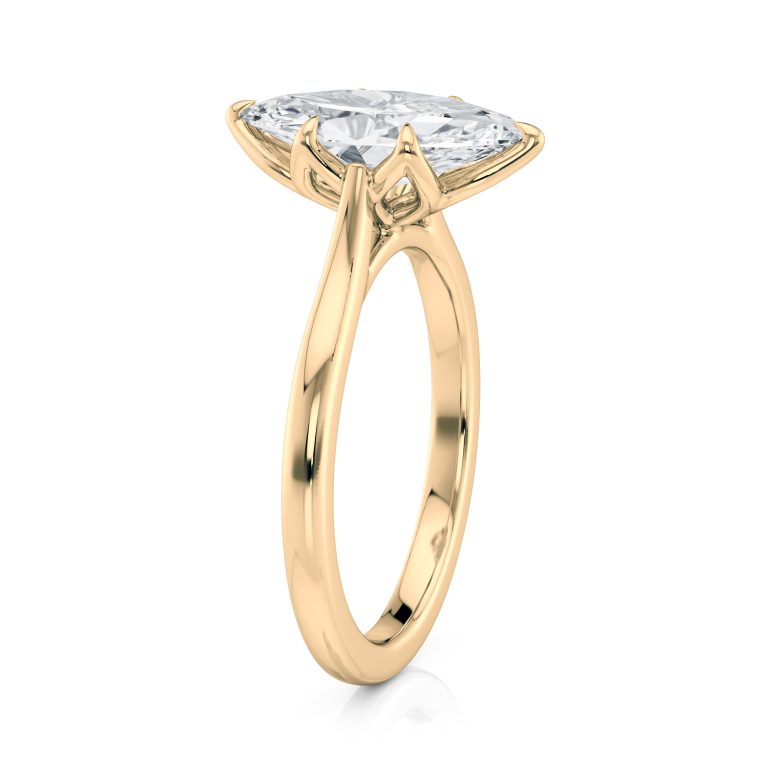 18k yellow gold cathedral tulip marquise solitaire with marquise shape diamond