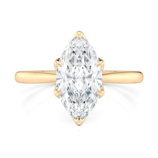 14K Yellow Gold Cathedral Tulip Marquise Solitaire