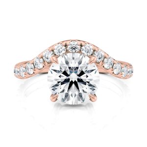 14K Rose Gold Waves Pave engagement ring