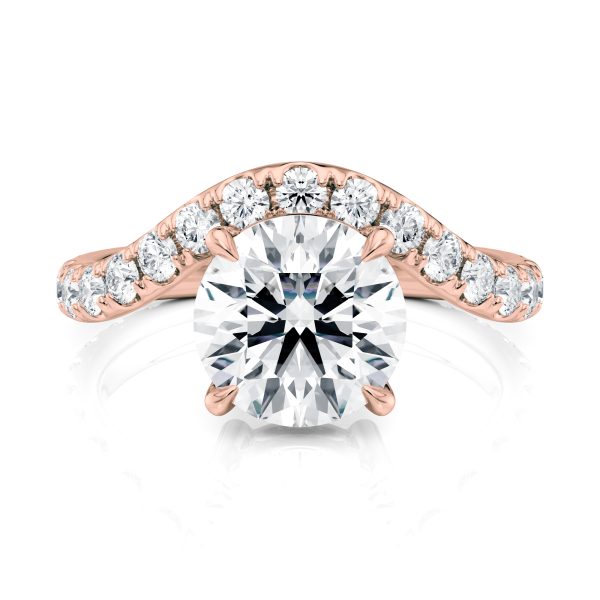 14K Rose Gold Waves Pave engagement ring