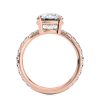 14k rose gold natural waves pave engagement ring with round shape diamond