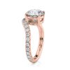 14k rose gold natural waves pave engagement ring with round shape diamond