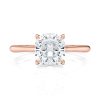 14k rose gold cushion cathedral petal with cushion shape diamond