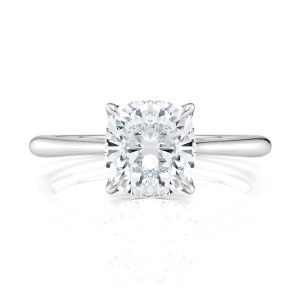 14K White Gold Cushion Cathedral Petal