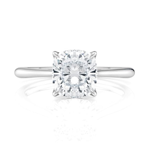 18K White Gold Cushion Cathedral Petal