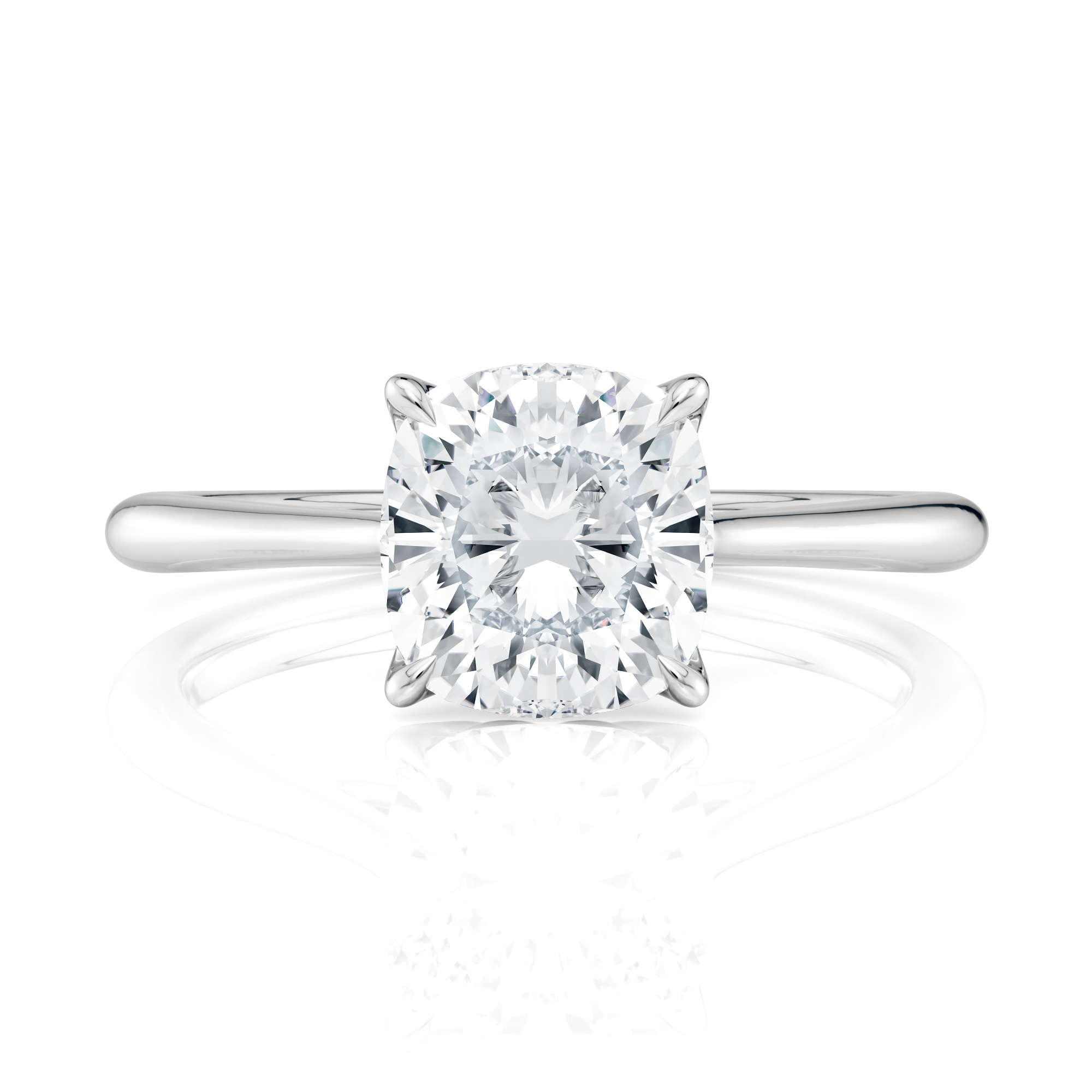 14K White Gold Cushion Cathedral Petal