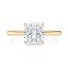 18k yellow gold cushion cathedral petal with cushion shape diamond