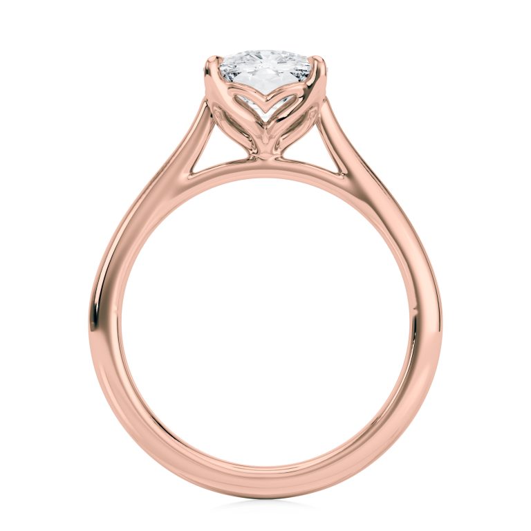 14k rose gold cushion cathedral petal with cushion shape diamond