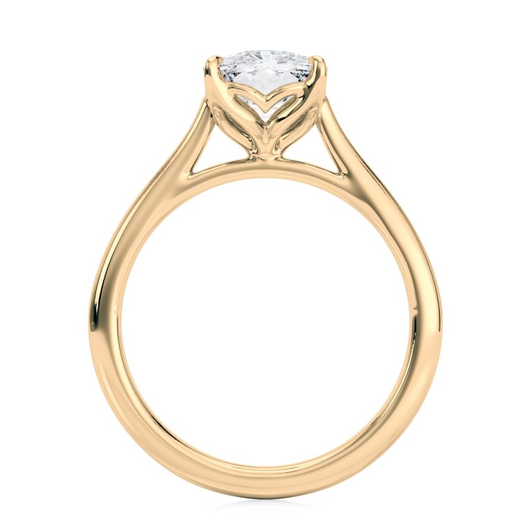 18k yellow gold cushion cathedral petal with cushion shape diamond