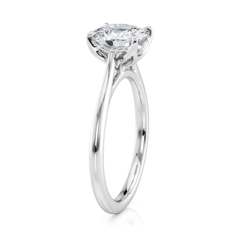 14k white gold cushion cathedral petal with cushion shape diamond