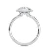 14k white gold bold hybrid bezel oval engagement ring with double claw prongs with oval shape diamond