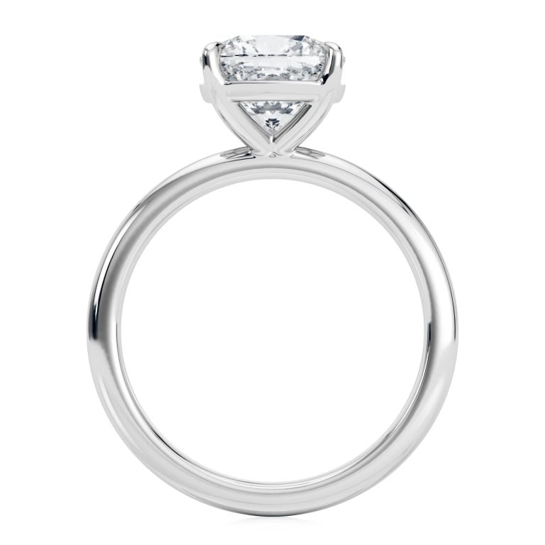 14k white gold floating basket cushion cut solitaire engagement ring with cushion shape diamond