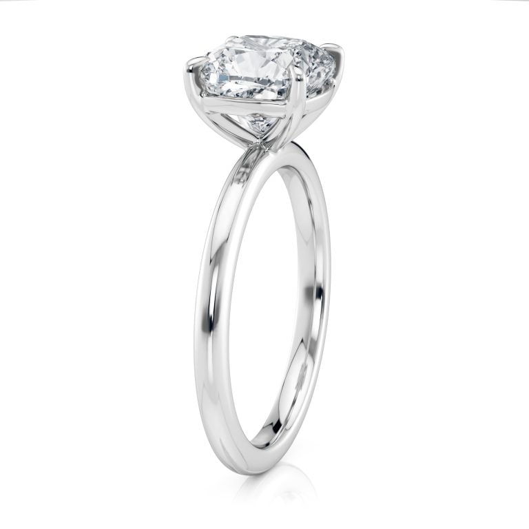 14k white gold floating basket cushion cut solitaire engagement ring with cushion shape diamond