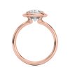14k rose gold bold hybrid bezel oval engagement ring with double claw prongs with oval shape diamond