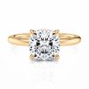 18k yellow gold floating basket cushion cut solitaire engagement ring with cushion shape diamond