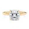 14k yellow gold floating basket cushion cut solitaire engagement ring with cushion shape diamond