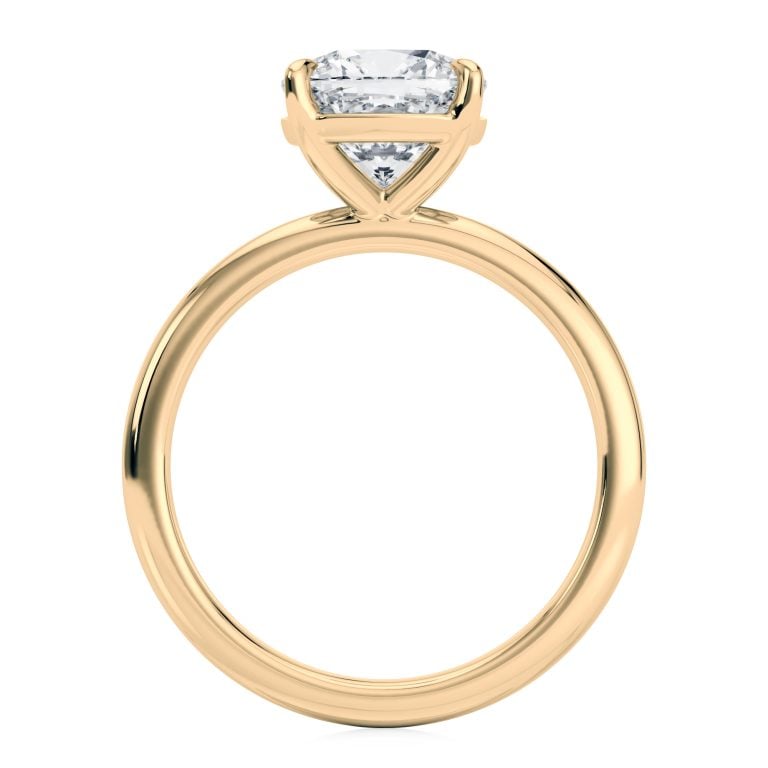 14k yellow gold floating basket cushion cut solitaire engagement ring with cushion shape diamond