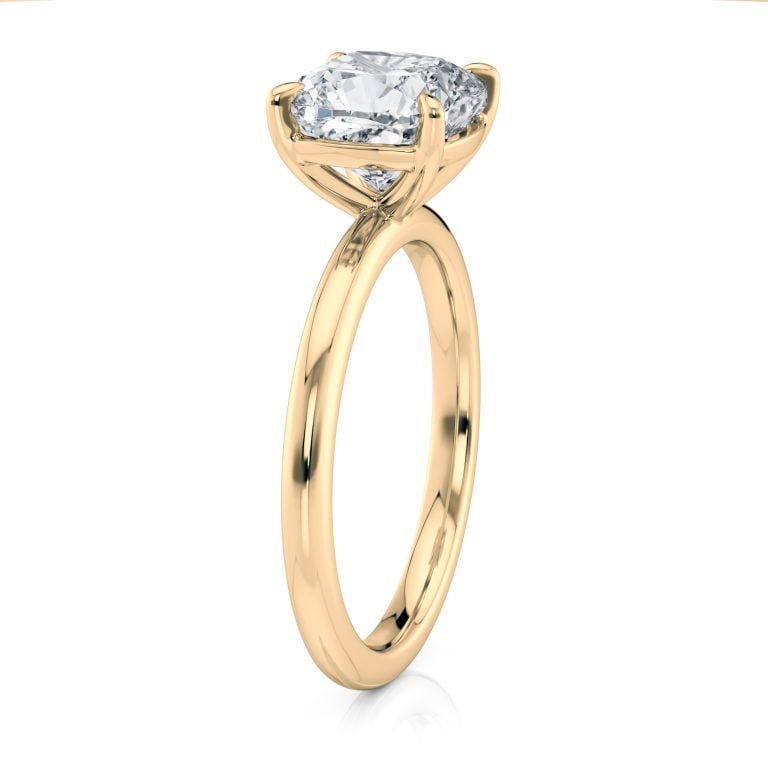 14k yellow gold floating basket cushion cut solitaire engagement ring with cushion shape diamond