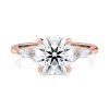 14k rose gold lab round center with marquise & round cluster engagement ring with round shape diamond