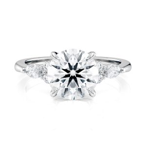 Platinum Round Center With Marquise & Round Cluster Engagement Ring