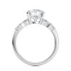 14k white gold lab round center with marquise & round cluster engagement ring with round shape diamond