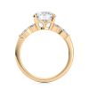 14k yellow gold lab round center with marquise & round cluster engagement ring with round shape diamond
