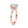 14k rose gold lab round center with marquise & round cluster engagement ring with round shape diamond
