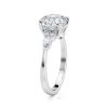 14k white gold lab round center with marquise & round cluster engagement ring with round shape diamond