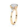 14k yellow gold lab round center with marquise & round cluster engagement ring with round shape diamond