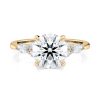 14k yellow gold lab round center with marquise & round cluster engagement ring with round shape diamond