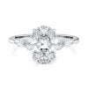 14k white gold lab oval engagement ring with marquise & round cluster with oval shape diamond
