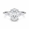 platinum lab oval engagement ring with marquise & round cluster with oval shape diamond