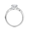 14k white gold lab oval engagement ring with marquise & round cluster with oval shape diamond