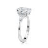 14k white gold lab oval engagement ring with marquise & round cluster with oval shape diamond