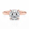 14k rose gold floating basket cushion cut solitaire engagement ring with cushion shape diamond