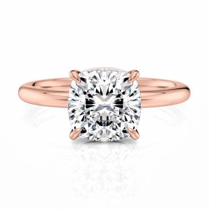 14K Rose Gold Floating Basket Cushion Cut Solitaire Engagement Ring