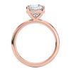 14k rose gold floating basket cushion cut solitaire engagement ring with cushion shape diamond