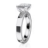 18k white gold e.w. geometric half bezel emerald solitaire engagement ring with emerald shape diamond