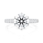 Platinum 6 Tulip Cathedral Pave Engagement ring With Surprise Lab Diamonds With 3.01-Carat Round Shape Lab Grown Diamond