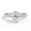 18k white gold hidden halo with alternating marquise & round diamonds engagement ring with oval shape diamond