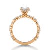 14k rose gold hidden halo with alternating marquise & round diamonds engagement ring with oval shape diamond