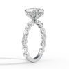 18k white gold hidden halo with alternating marquise & round diamonds engagement ring with oval shape diamond