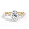 18k yellow gold hidden halo with alternating marquise & round diamonds engagement ring with oval shape diamond