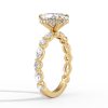 18k yellow gold hidden halo with alternating marquise & round diamonds engagement ring with oval shape diamond