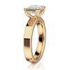 14k yellow gold e.w. geometric half bezel emerald solitaire engagement ring with emerald shape diamond