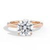 14k rose gold tapered cathedral solitaire with open gallery with round shape diamond