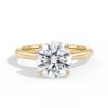 14k yellow gold tapered cathedral solitaire with open gallery with round shape diamond