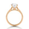 14k rose gold tapered cathedral solitaire with open gallery with round shape diamond